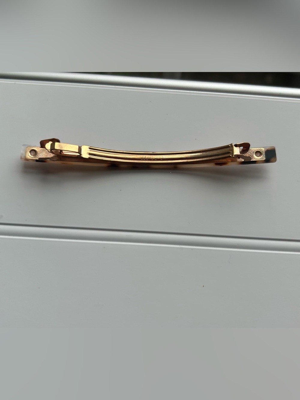 Tortoiseshell Resin Hair clip French Barrette - Neutral Brown & Cream - Picture 4 of 5